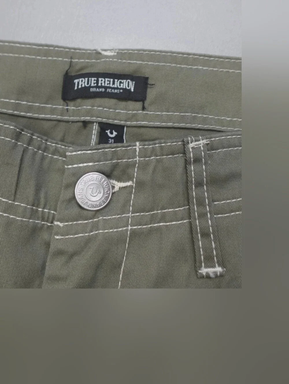 True Religion Jeans Baggy Cargo Pants Kalamata Pockets 108335 Relaxed US 36
